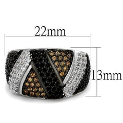 Alamode Rhodium + Ruthenium Brass Ring with AAA Grade CZ in Multi Color - Alamode