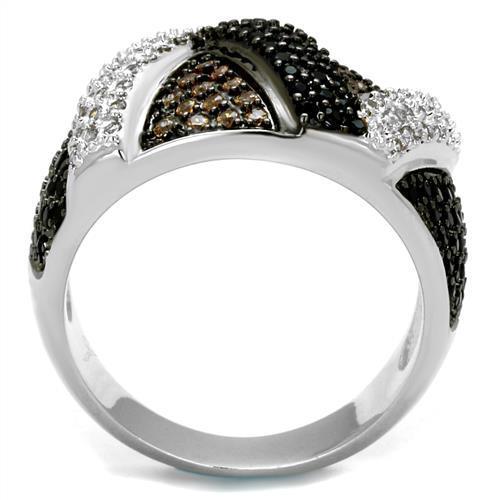 Alamode Rhodium + Ruthenium Brass Ring with AAA Grade CZ in Multi Color - Alamode