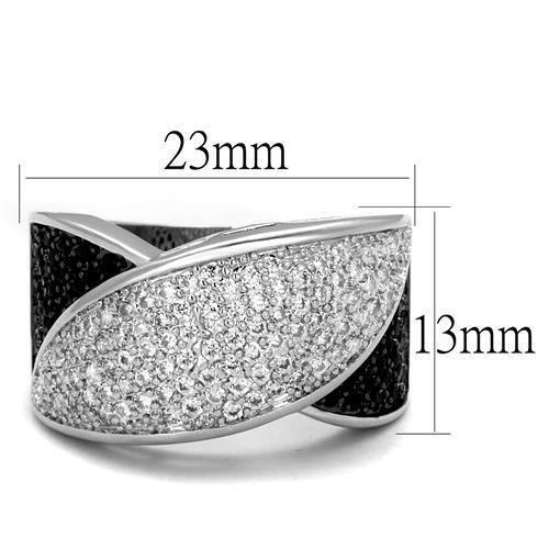 Alamode Rhodium + Ruthenium Brass Ring with AAA Grade CZ in Black Diamond - Flyclothing LLC