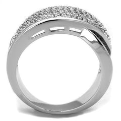 Alamode Rhodium + Ruthenium Brass Ring with AAA Grade CZ in Black Diamond - Alamode