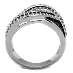 Alamode Rhodium + Ruthenium Brass Ring with AAA Grade CZ in Black Diamond - Alamode