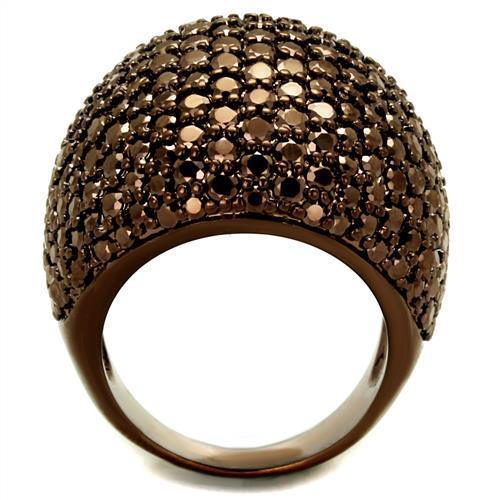 Alamode IP Coffee light Brass Ring with AAA Grade CZ in Light Coffee - Flyclothing LLC