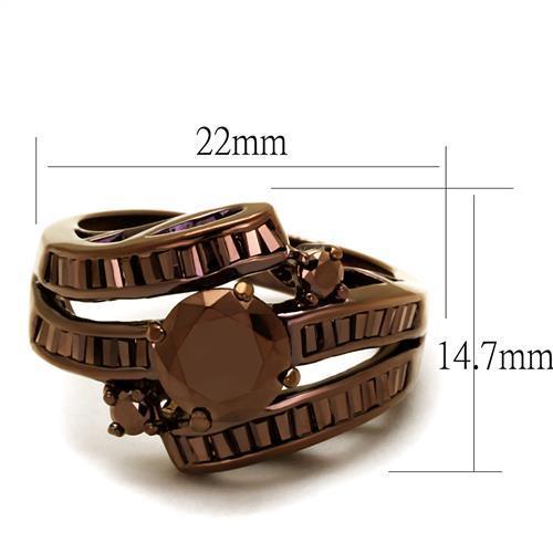 Alamode IP Coffee light Brass Ring with AAA Grade CZ in Light Coffee - Flyclothing LLC