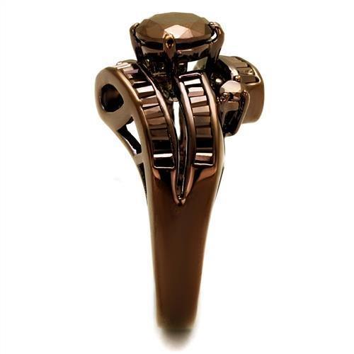 Alamode IP Coffee light Brass Ring with AAA Grade CZ in Light Coffee - Flyclothing LLC