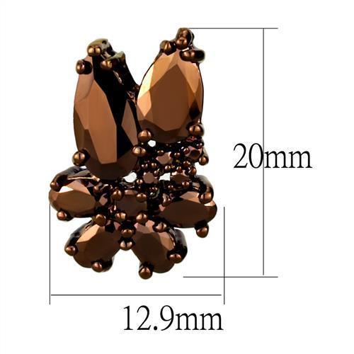 Alamode IP Coffee light Brass Earrings with AAA Grade CZ in Light Coffee - Alamode