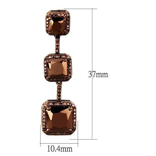 Alamode IP Coffee light Brass Earrings with AAA Grade CZ in Light Coffee - Flyclothing LLC