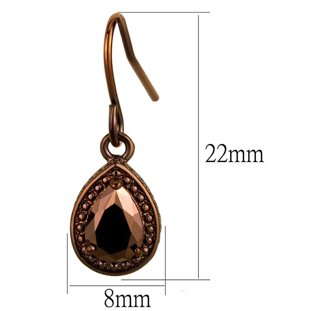 Alamode IP Coffee light Brass Earrings with AAA Grade CZ in Light Coffee - Flyclothing LLC