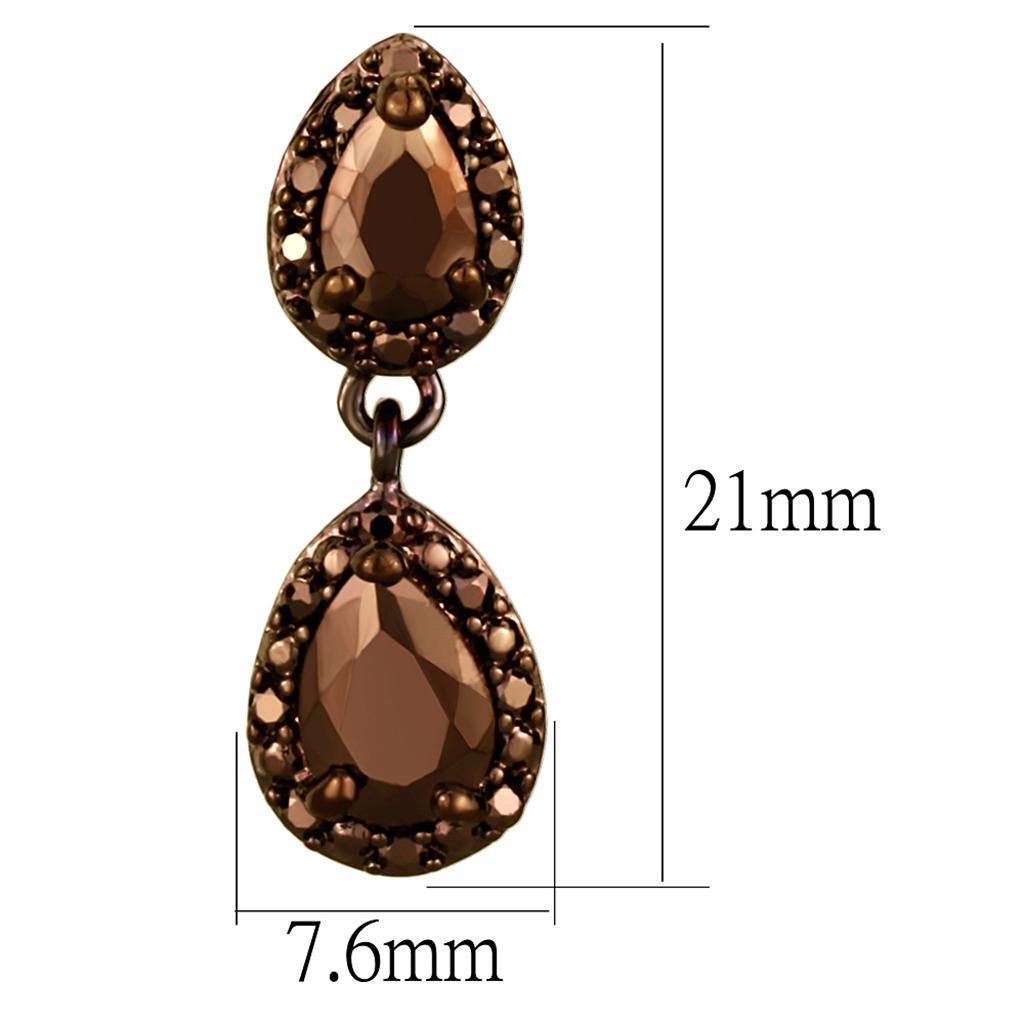 Alamode IP Coffee light Brass Earrings with AAA Grade CZ in Light Coffee - Flyclothing LLC