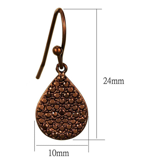 Alamode IP Coffee light Brass Earrings with AAA Grade CZ in Light Coffee - Flyclothing LLC