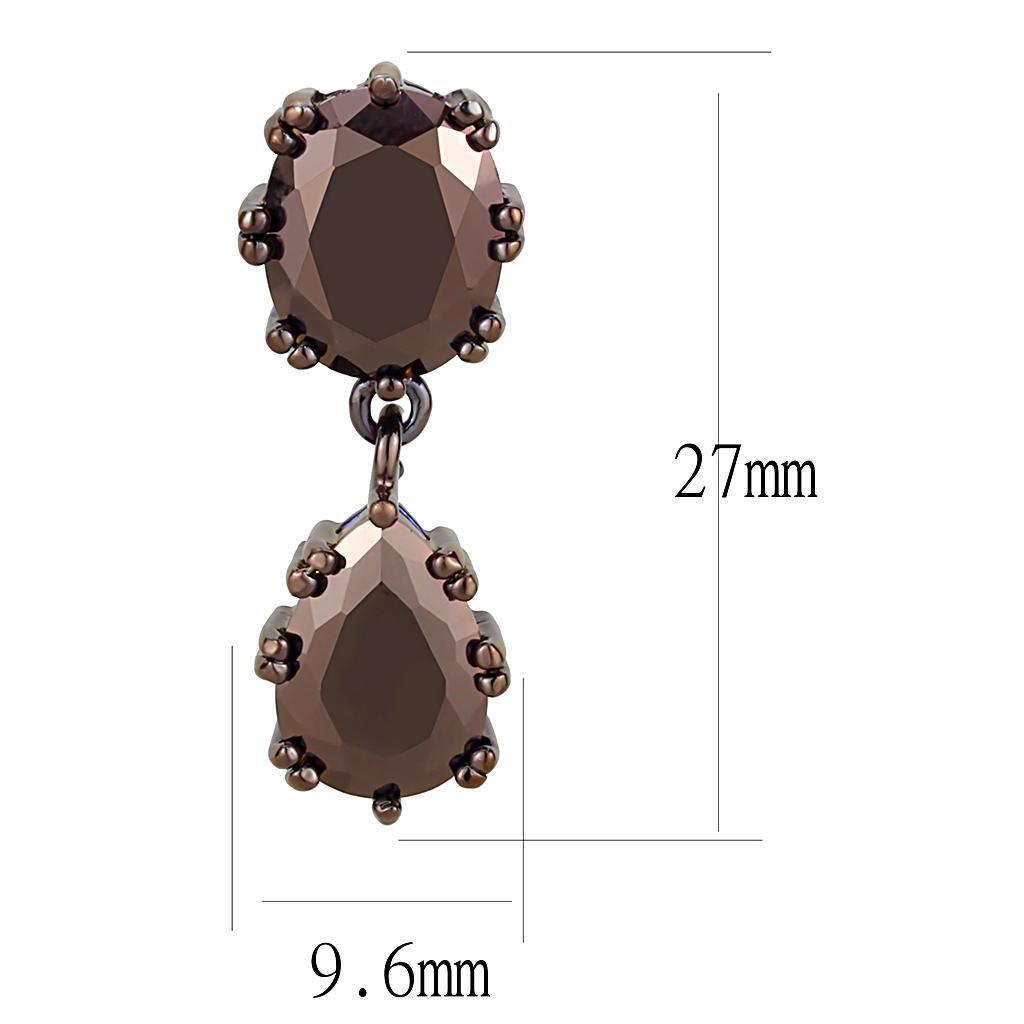 Alamode IP Coffee light Brass Earrings with AAA Grade CZ in Light Coffee - Flyclothing LLC