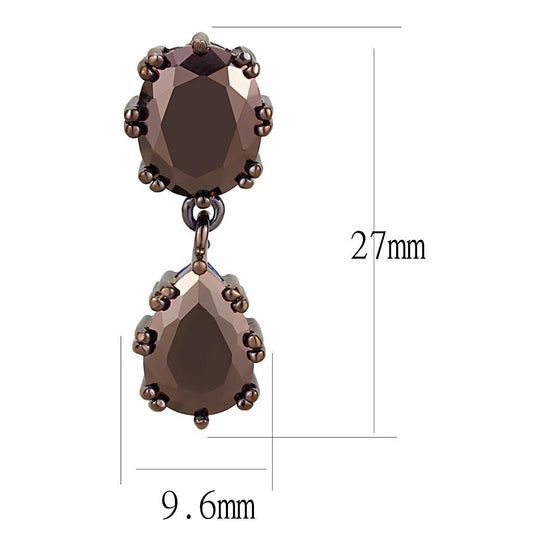 Alamode IP Coffee light Brass Earrings with AAA Grade CZ in Light Coffee - Flyclothing LLC