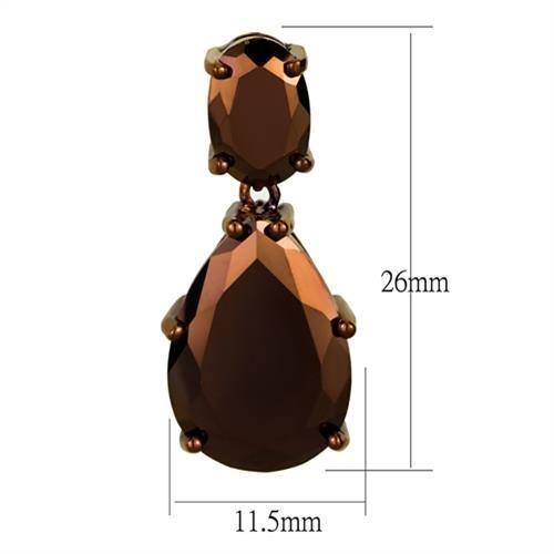 Alamode IP Coffee light Brass Earrings with AAA Grade CZ in Light Coffee - Flyclothing LLC