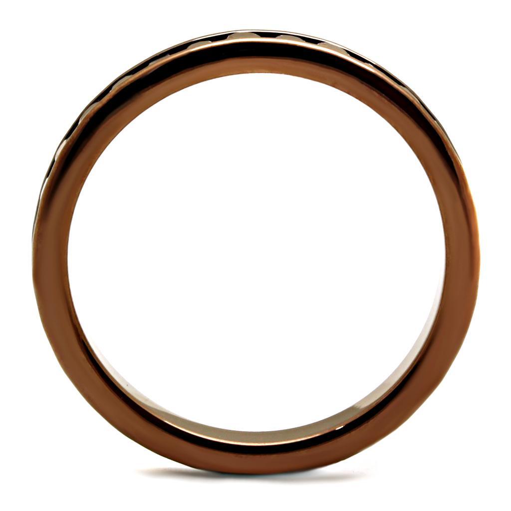 Alamode IP Coffee light Brass Ring with AAA Grade CZ in Brown - Flyclothing LLC