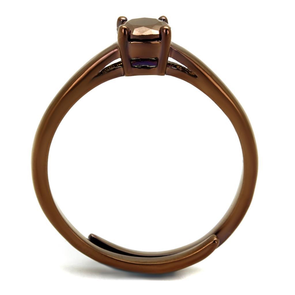 Alamode IP Coffee light Brass Ring with AAA Grade CZ in Light Coffee - Flyclothing LLC