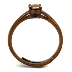 Alamode IP Coffee light Brass Ring with AAA Grade CZ in Light Coffee - Flyclothing LLC