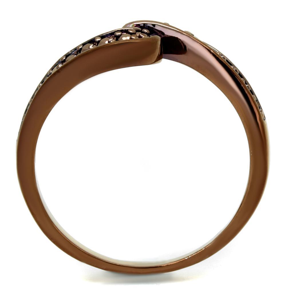 Alamode IP Coffee light Brass Ring with AAA Grade CZ in Light Coffee - Flyclothing LLC