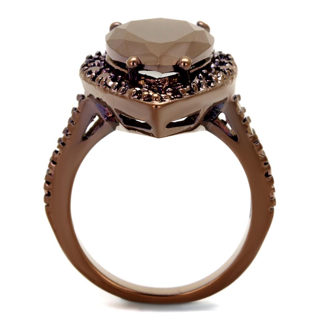 Alamode IP Coffee light Brass Ring with AAA Grade CZ in Light Coffee - Flyclothing LLC