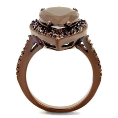 Alamode IP Coffee light Brass Ring with AAA Grade CZ in Light Coffee - Alamode