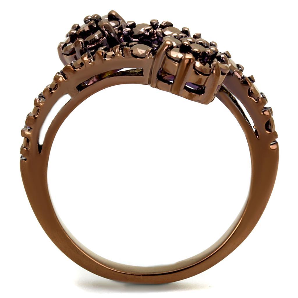 Alamode IP Coffee light Brass Ring with AAA Grade CZ in Light Coffee - Flyclothing LLC