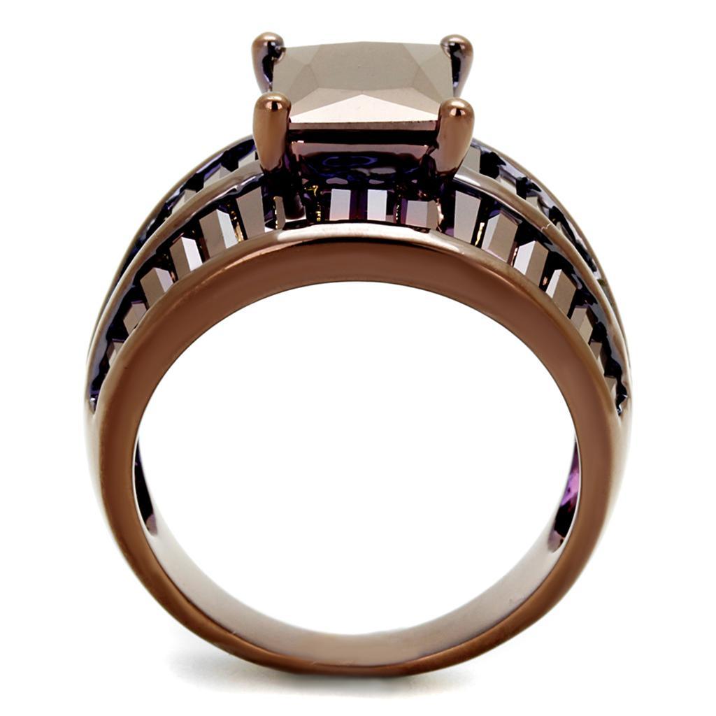 Alamode IP Coffee light Brass Ring with AAA Grade CZ in Light Coffee - Flyclothing LLC