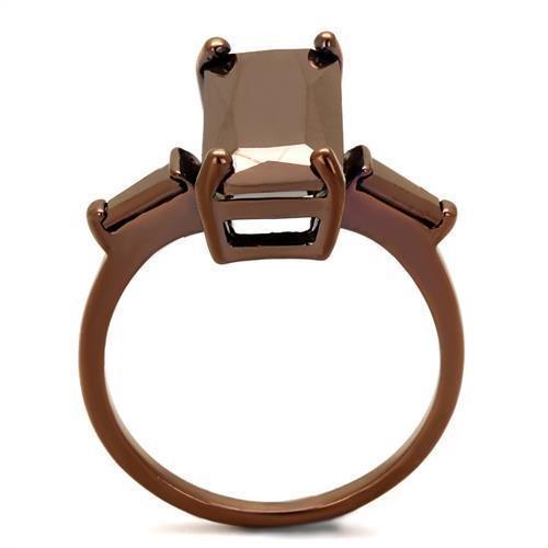 Alamode IP Coffee light Brass Ring with AAA Grade CZ in Light Coffee - Flyclothing LLC