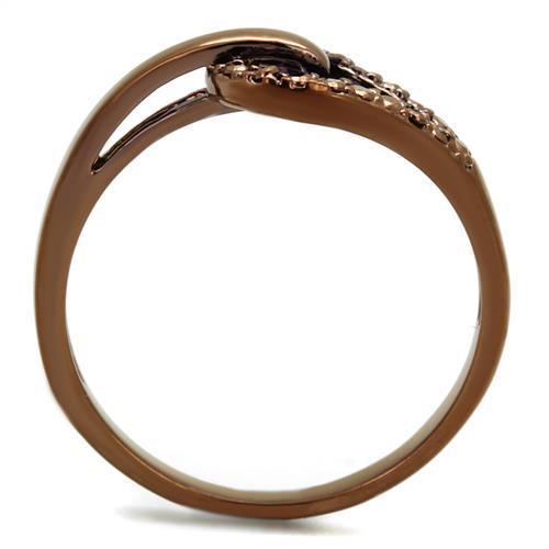 Alamode IP Coffee light Brass Ring with AAA Grade CZ in Light Coffee - Flyclothing LLC