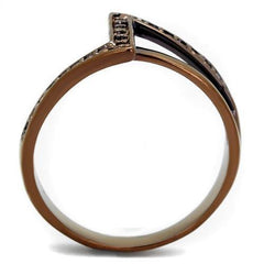 Alamode IP Coffee light Brass Ring with AAA Grade CZ in Light Coffee - Flyclothing LLC