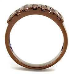 Alamode IP Coffee light Brass Ring with AAA Grade CZ in Light Coffee - Flyclothing LLC