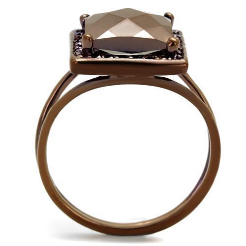 Alamode IP Coffee light Brass Ring with AAA Grade CZ in Light Coffee - Flyclothing LLC