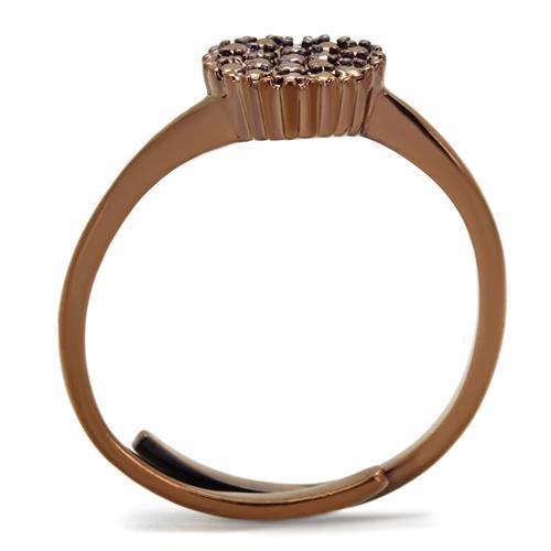 Alamode IP Coffee light Brass Ring with AAA Grade CZ in Light Coffee - Flyclothing LLC