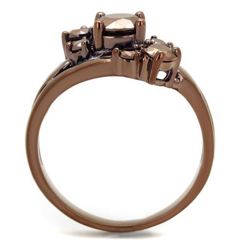 Alamode IP Coffee light Brass Ring with AAA Grade CZ in Light Coffee - Flyclothing LLC