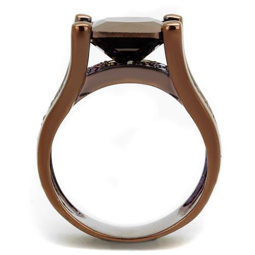 Alamode IP Coffee light Brass Ring with AAA Grade CZ in Light Coffee - Flyclothing LLC