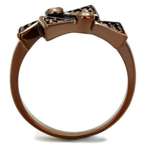 Alamode IP Coffee light Brass Ring with AAA Grade CZ in Light Coffee - Flyclothing LLC