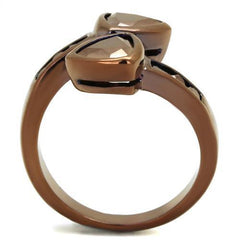 Alamode IP Coffee light Brass Ring with AAA Grade CZ in Light Coffee - Flyclothing LLC