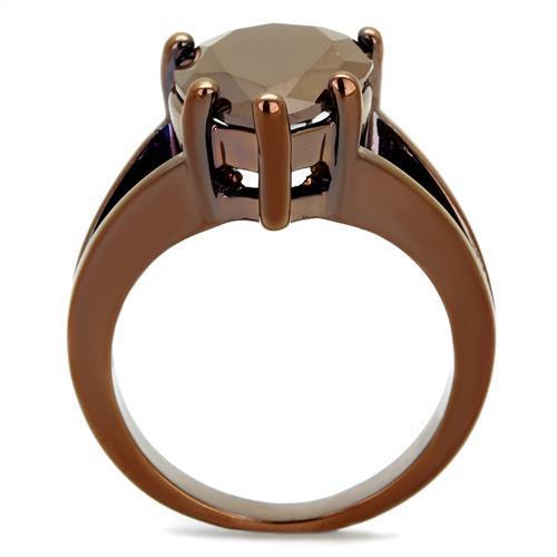 Alamode IP Coffee light Brass Ring with AAA Grade CZ in Light Coffee - Flyclothing LLC