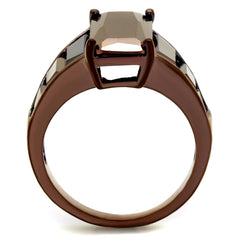 Alamode IP Coffee light Brass Ring with AAA Grade CZ in Light Coffee - Flyclothing LLC