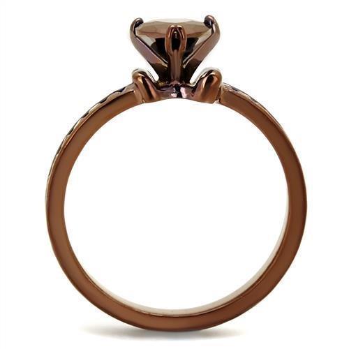 Alamode IP Coffee light Brass Ring with AAA Grade CZ in Light Coffee - Flyclothing LLC