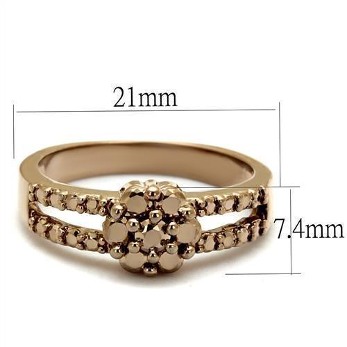 Alamode IP Rose Gold(Ion Plating) Brass Ring with AAA Grade CZ in Metallic Light Gold - Flyclothing LLC