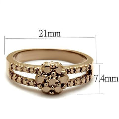 Alamode IP Rose Gold(Ion Plating) Brass Ring with AAA Grade CZ in Metallic Light Gold - Flyclothing LLC