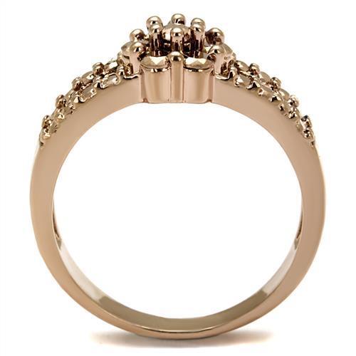 Alamode IP Rose Gold(Ion Plating) Brass Ring with AAA Grade CZ in Metallic Light Gold - Flyclothing LLC