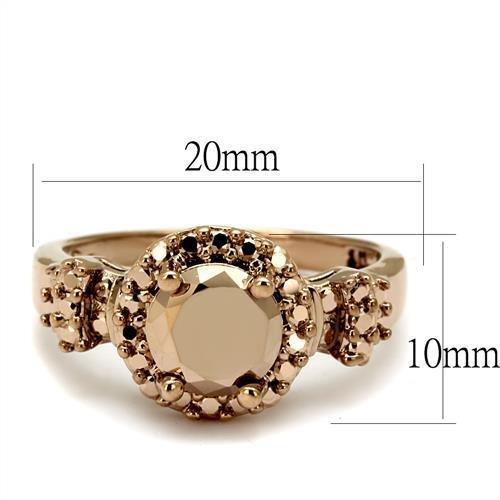 Alamode IP Rose Gold(Ion Plating) Brass Ring with AAA Grade CZ in Metallic Light Gold - Alamode