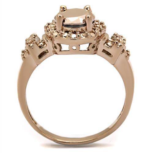 Alamode IP Rose Gold(Ion Plating) Brass Ring with AAA Grade CZ in Metallic Light Gold - Alamode