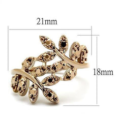 Alamode IP Rose Gold(Ion Plating) Brass Ring with AAA Grade CZ in Metallic Light Gold - Flyclothing LLC