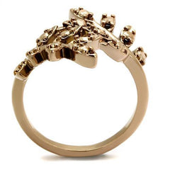 Alamode IP Rose Gold(Ion Plating) Brass Ring with AAA Grade CZ in Metallic Light Gold - Flyclothing LLC