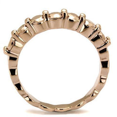 Alamode IP Rose Gold(Ion Plating) Brass Ring with AAA Grade CZ in Metallic Light Gold - Flyclothing LLC