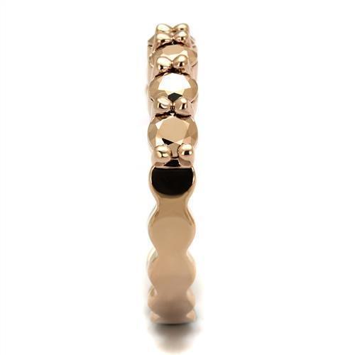 Alamode IP Rose Gold(Ion Plating) Brass Ring with AAA Grade CZ in Metallic Light Gold - Flyclothing LLC