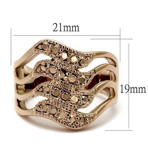 Alamode IP Rose Gold(Ion Plating) Brass Ring with AAA Grade CZ in Metallic Light Gold - Flyclothing LLC