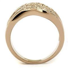 Alamode IP Rose Gold(Ion Plating) Brass Ring with AAA Grade CZ in Metallic Light Gold - Flyclothing LLC