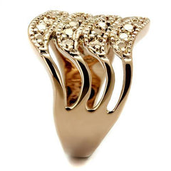 Alamode IP Rose Gold(Ion Plating) Brass Ring with AAA Grade CZ in Metallic Light Gold - Flyclothing LLC