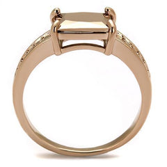 Alamode IP Rose Gold(Ion Plating) Brass Ring with AAA Grade CZ in Metallic Light Gold - Flyclothing LLC